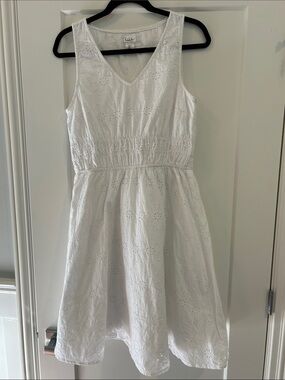 Nicole Miller White Eyelet V-Neck Sundress